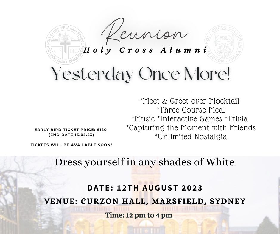 Yesterday Once More! - Holy Cross School and College Alumni Reunion, Sydney 2023